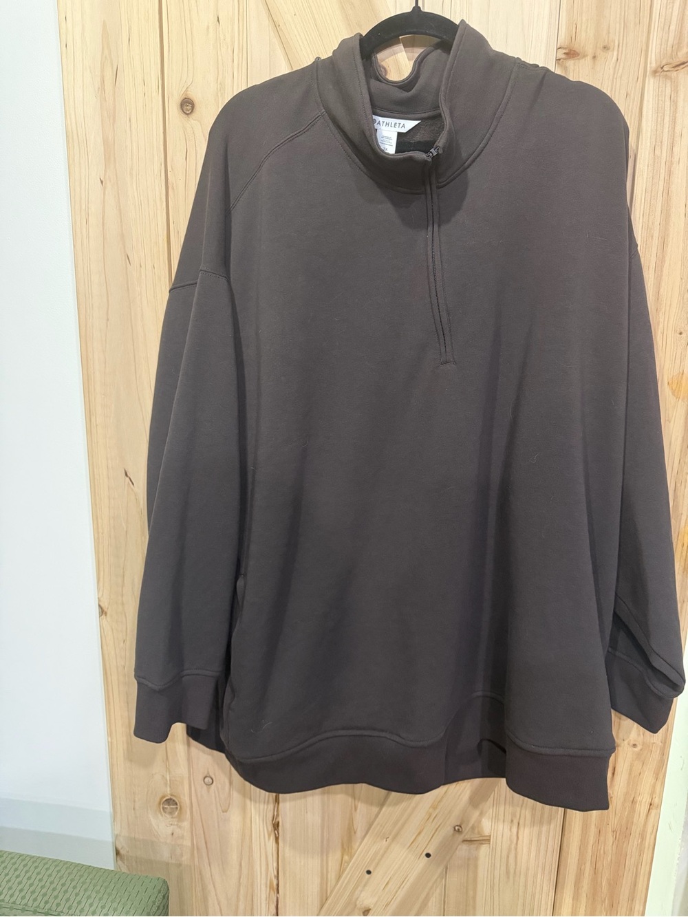 Athleta brand oversized quarter-zip pullover in a dark brown 3X